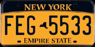 NY license plate FEG5533