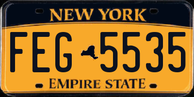 NY license plate FEG5535