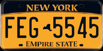 NY license plate FEG5545