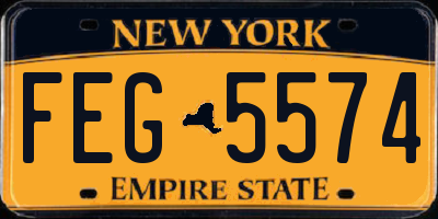 NY license plate FEG5574