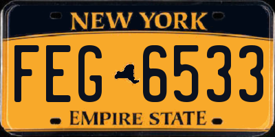 NY license plate FEG6533