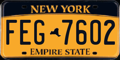 NY license plate FEG7602