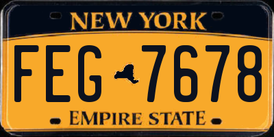 NY license plate FEG7678