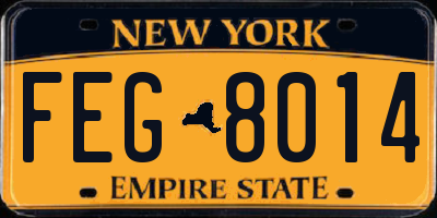 NY license plate FEG8014