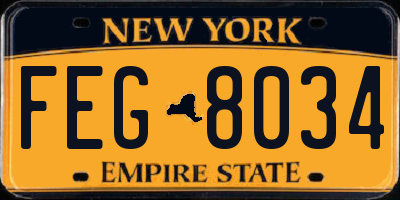 NY license plate FEG8034