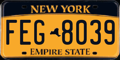 NY license plate FEG8039