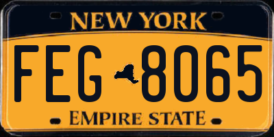 NY license plate FEG8065