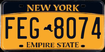 NY license plate FEG8074