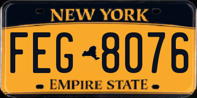 NY license plate FEG8076