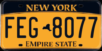 NY license plate FEG8077