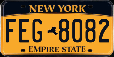 NY license plate FEG8082