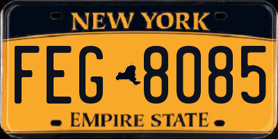 NY license plate FEG8085