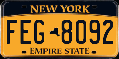 NY license plate FEG8092