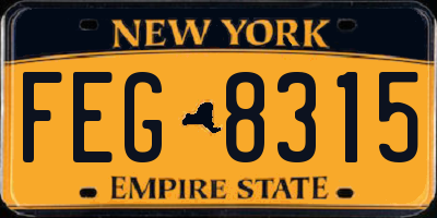 NY license plate FEG8315