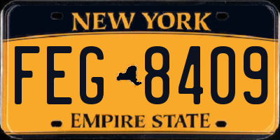 NY license plate FEG8409