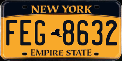NY license plate FEG8632