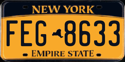 NY license plate FEG8633