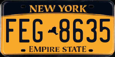 NY license plate FEG8635
