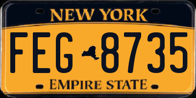 NY license plate FEG8735