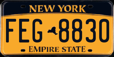 NY license plate FEG8830