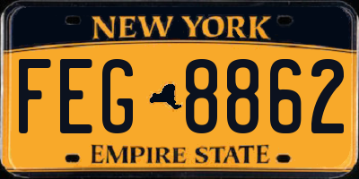 NY license plate FEG8862