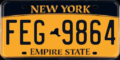 NY license plate FEG9864