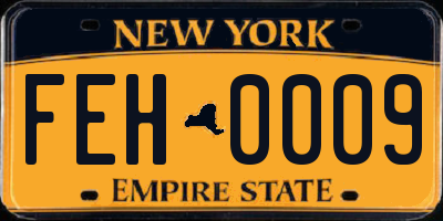 NY license plate FEH0009