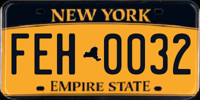 NY license plate FEH0032