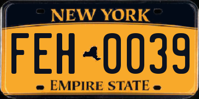 NY license plate FEH0039