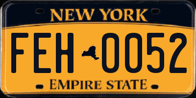 NY license plate FEH0052