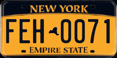 NY license plate FEH0071