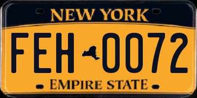 NY license plate FEH0072