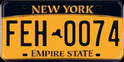 NY license plate FEH0074