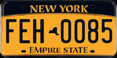 NY license plate FEH0085