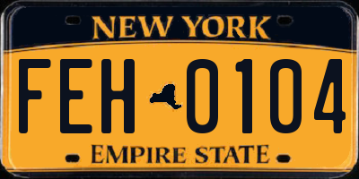 NY license plate FEH0104