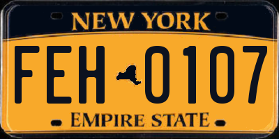 NY license plate FEH0107