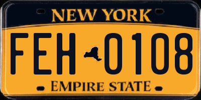 NY license plate FEH0108