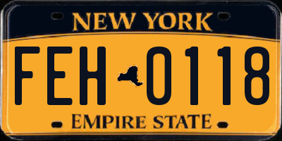 NY license plate FEH0118
