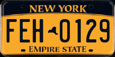 NY license plate FEH0129