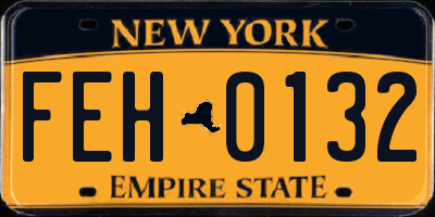 NY license plate FEH0132