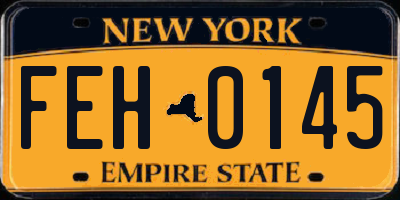 NY license plate FEH0145