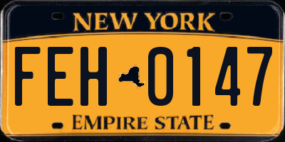 NY license plate FEH0147