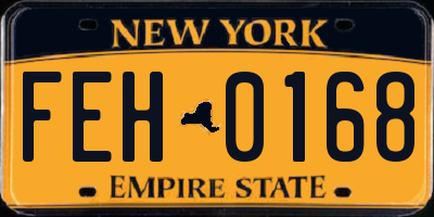 NY license plate FEH0168