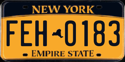 NY license plate FEH0183