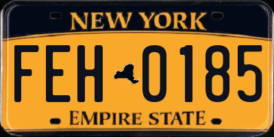 NY license plate FEH0185
