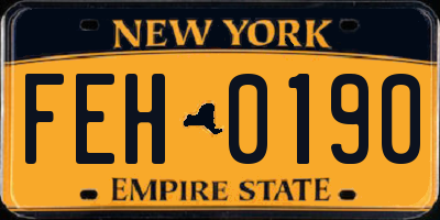 NY license plate FEH0190