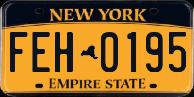 NY license plate FEH0195