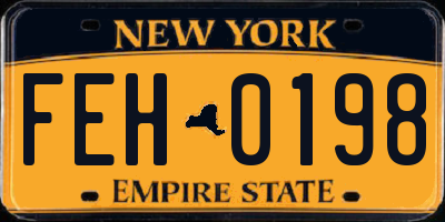 NY license plate FEH0198
