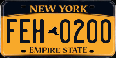NY license plate FEH0200