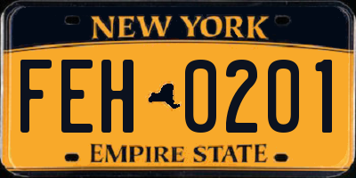 NY license plate FEH0201